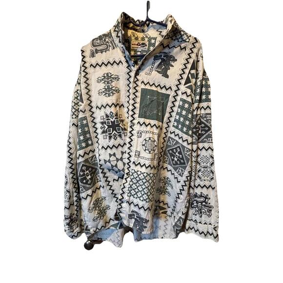 Other - Expand Dress Shirt Southwestern Button Up Shirt Size XL Men’s White / Grey